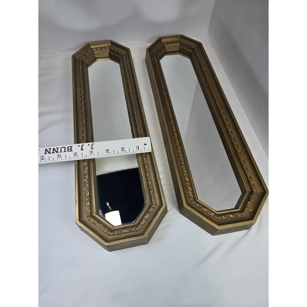 VTG 1973 HOMCO Home Interiors Gold Wall Mirrors Pair Ornate Hollywood Regency
